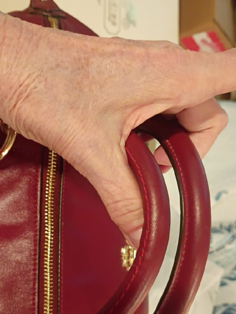 Coach Deep Red Leather Satchel with Gold Hardware - Picture 11 of 16